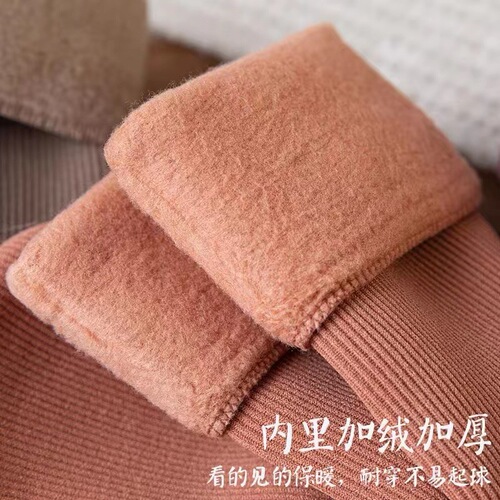 Unisex autumn and winter mid-length snow socks for women, pile socks, thickened velvet, warm straight floor socks, non-slip