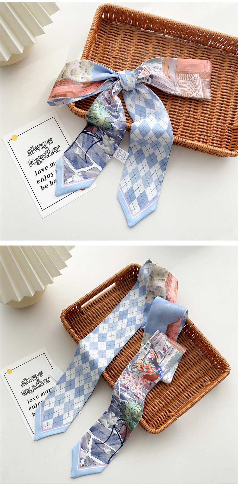 Sweet Style Fashion Thin Narrow Strip Small Silk Thin Scarf Hair Ribbon 7*130