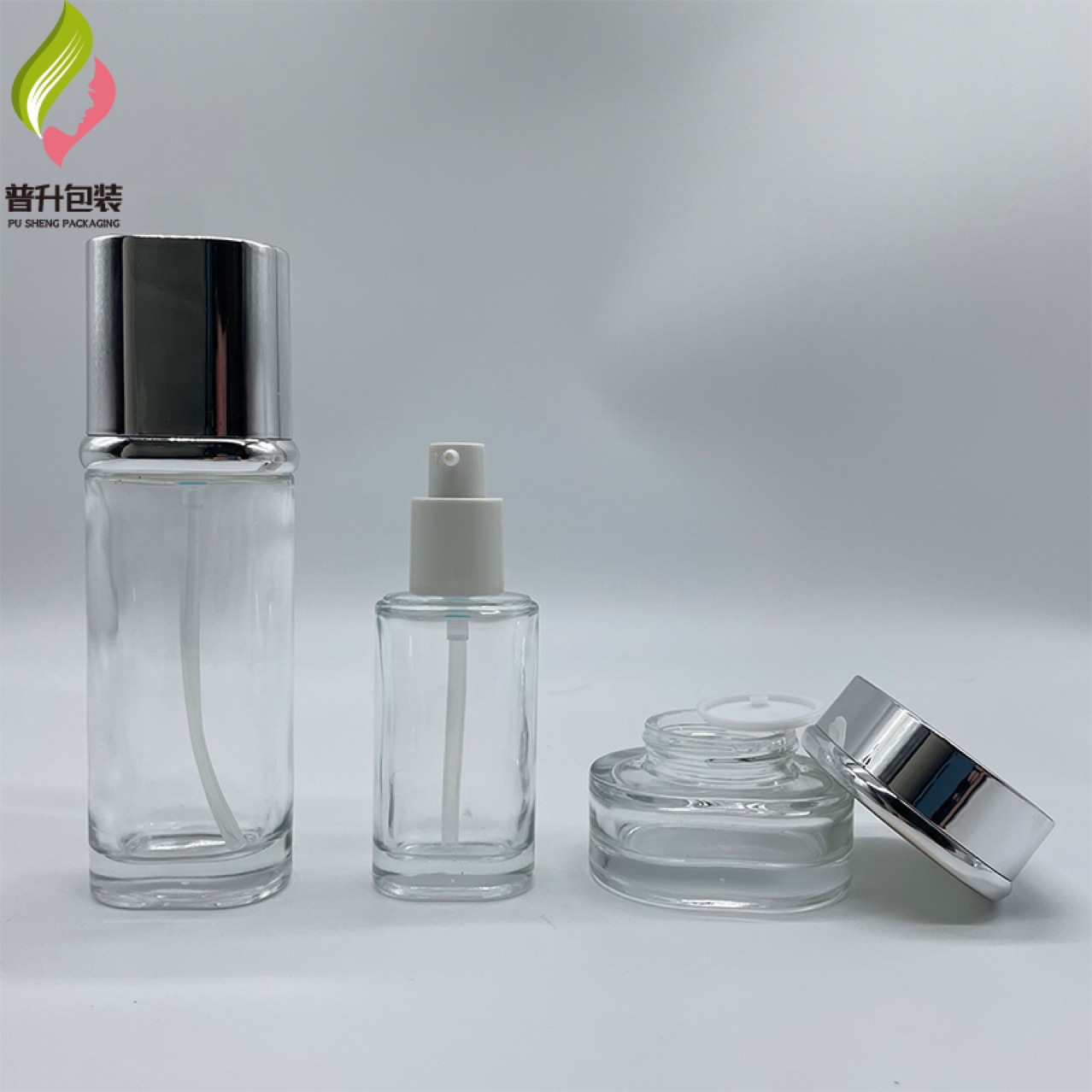 莱伯妮化妆品套装40ml按压精华液瓶120ml精华水50g膏霜分装高颜值