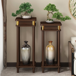 New Living Room Floor-Standing Flower Shelf Household Flower Pot Bracket Non-Solid Wood Ornament Rack New Chinese Flower Table Plant Display