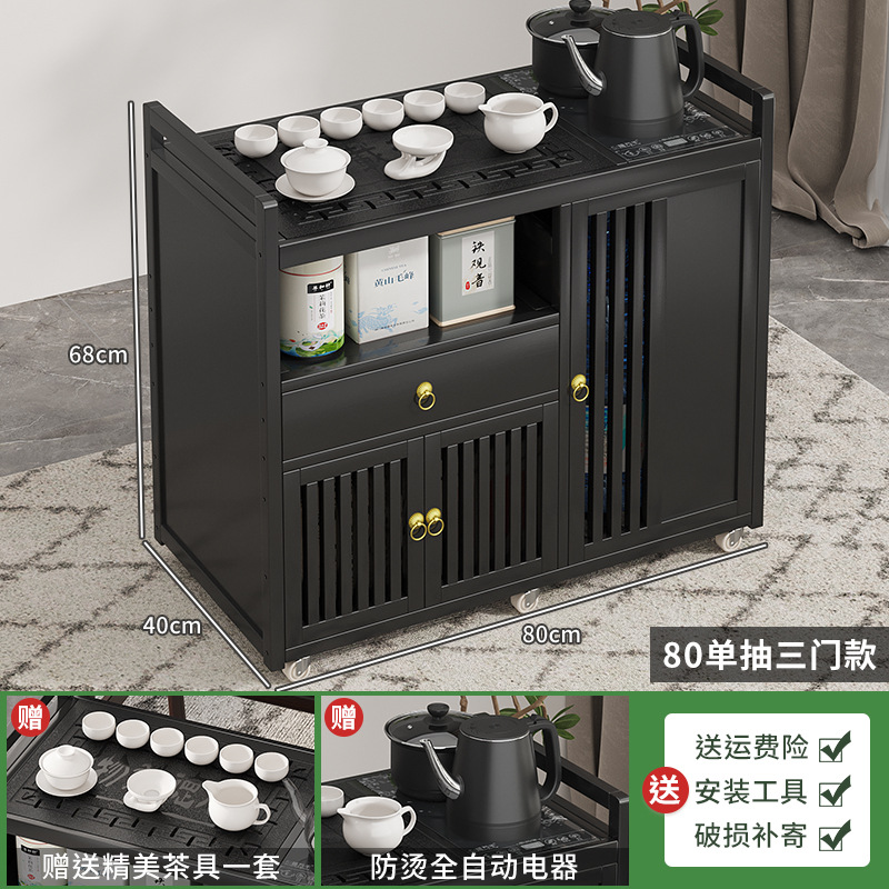 Mesa de té móvil balcón casa pequeña mesa de té carrito de té hervidor de agua integrado gabinete de té con ruedas mesa lateral de té juego de té traje