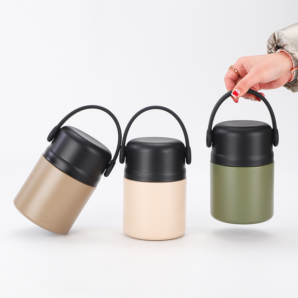 Nuevo vasos portátiles simples de doble capa de gran capacidad 304 taza de aislamiento de acero inoxidable con mango taza de estudiante de desayuno