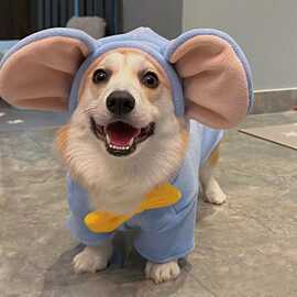 宠物狗狗猫咪秋冬装小飞袖衣服加厚加绒保暖开衫中小型犬棉衣外套
