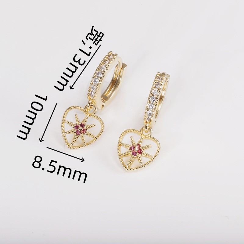 European American Luxury Zircon Love Star Cross Wings Ear Buckle Suit - Gold Earrings for Women detail image 10