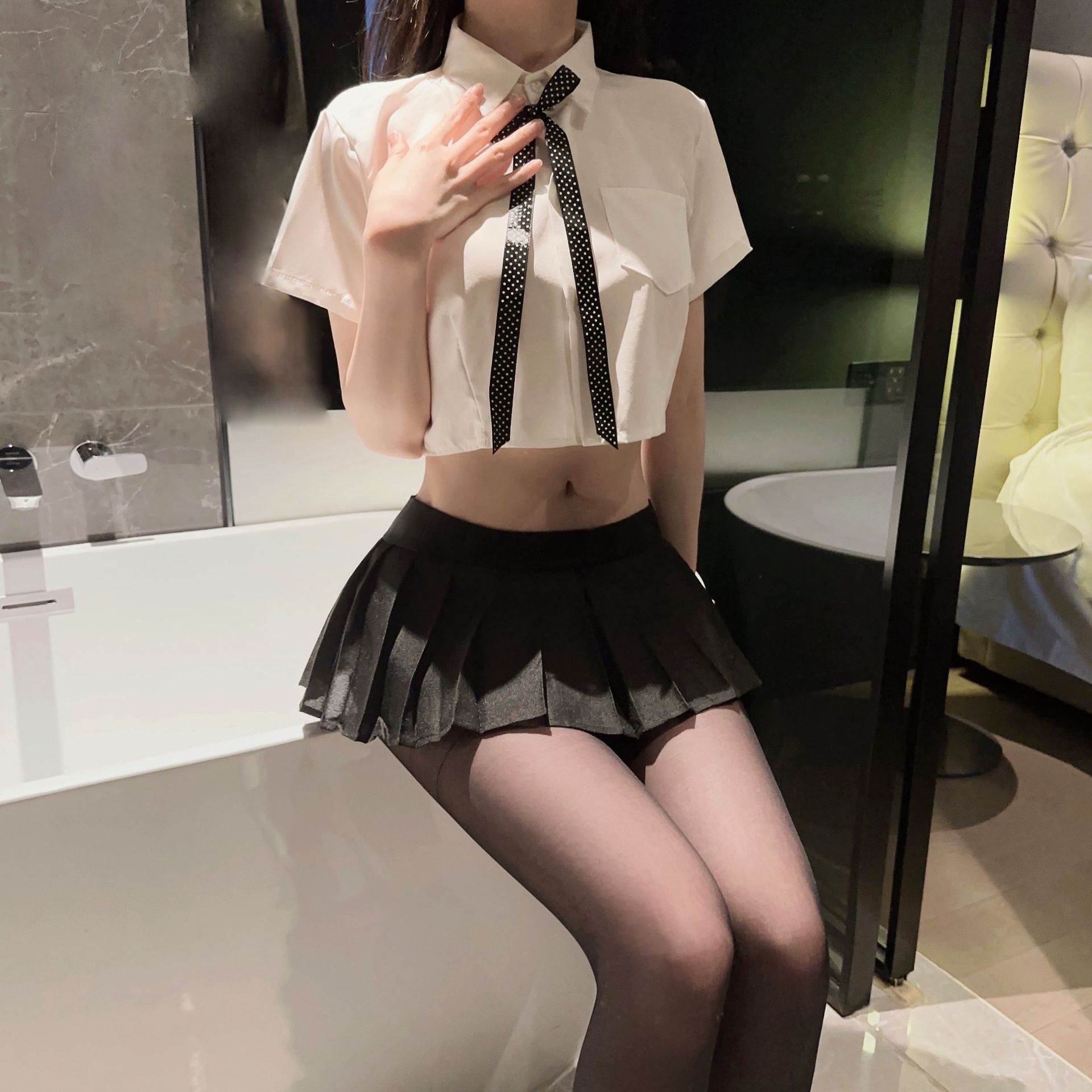 Sexy underwear plus size cute white shirt pure student sexy miniskirt uniform set a generation of hair
