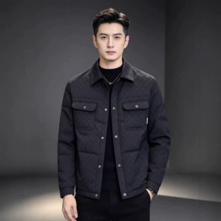 翻领轻薄羽绒服男士冬季轻熟风保暖白鸭绒外套休闲痞帅上衣高级感