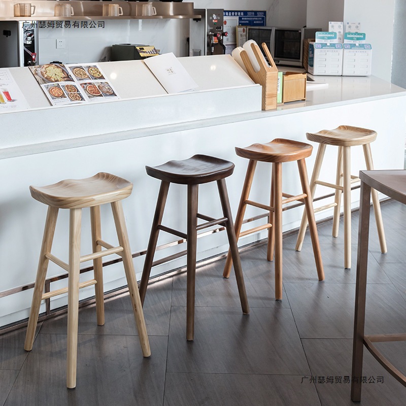 Bar Chair Simple Modern Solid Wood High Stool Home Beauty Stool Front Desk Bar Stool Bar Chair Restaurant Chair