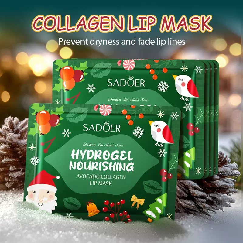 跨境圣诞牛油果胶原蛋白唇膜8g 防干裂唇膜外贸护肤品批发