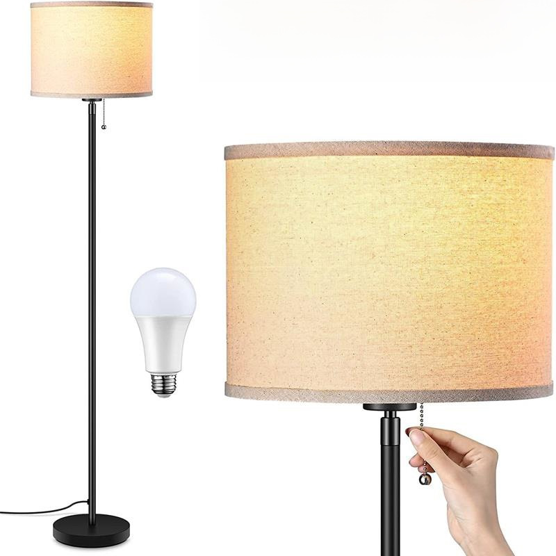Floor lamp with three-color changing zipper switch for living room sofa, office, study, Amazon, bedroom bedside lamp