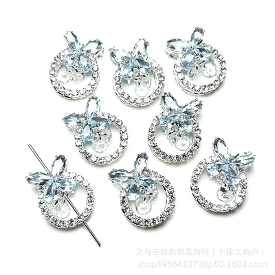 Zərgərlik ara hissələri – Accessories - butterfly-garland-light-blue-zirconium-double-sided-zircon-vertical-hole-components