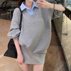 polo领假两件卫衣女秋季新款韩系穿搭学院风慵懒宽松松弛感两件套
