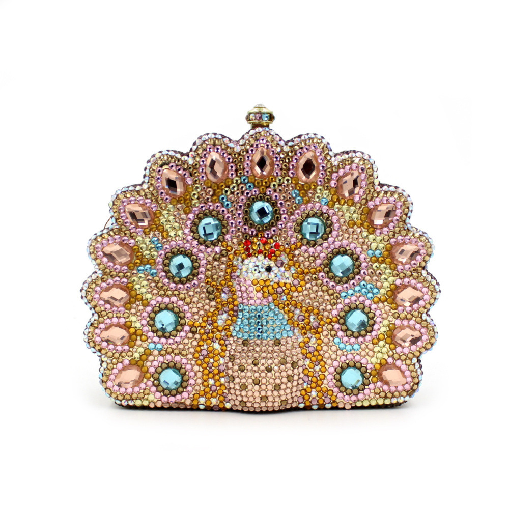 BL047 Peacock Open-Screen Diamond Banquet Bag