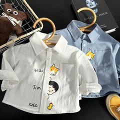 Nerdy handsome boy children's clothes boys' white shirt long-sleeved infant children's shirt little boy autumn clothing baby spring and autumn style top 