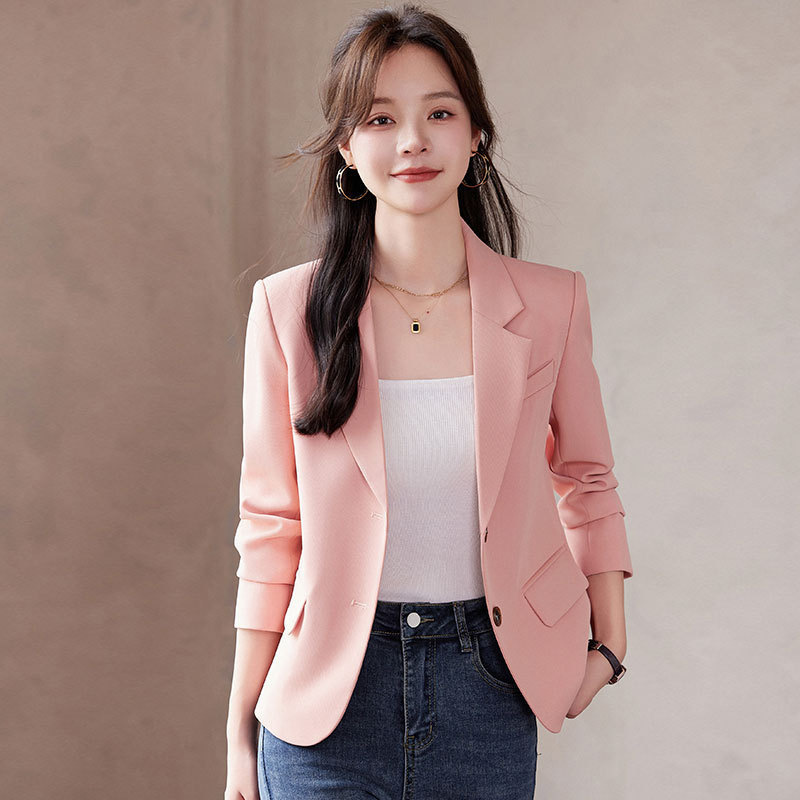 Women's Elegant Spring and Autumn New High-end Pink Fashion Slim-fit All-match Small Suit Top Short Suit Jacket Women's Elegant Spring and Autumn New High-end Pink Fashion Slim-fit All-match Small Suit Top Short Suit Jacket