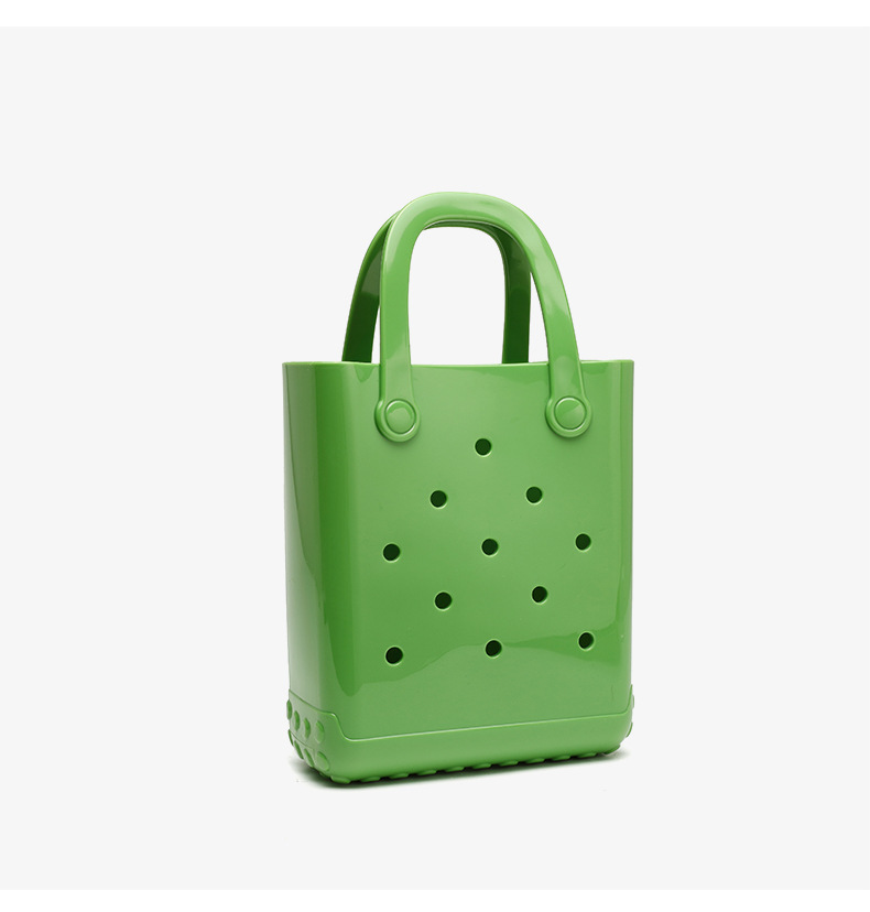 PVC Material Women's Medium PVC Solid Color Streetwear Hollow Square Open Handbag