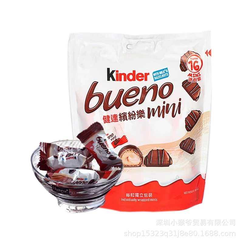 Шоколадная конфета (Kinder) bueno мини, пакет 108 г — молочный орех лешник, индивидуально упакована