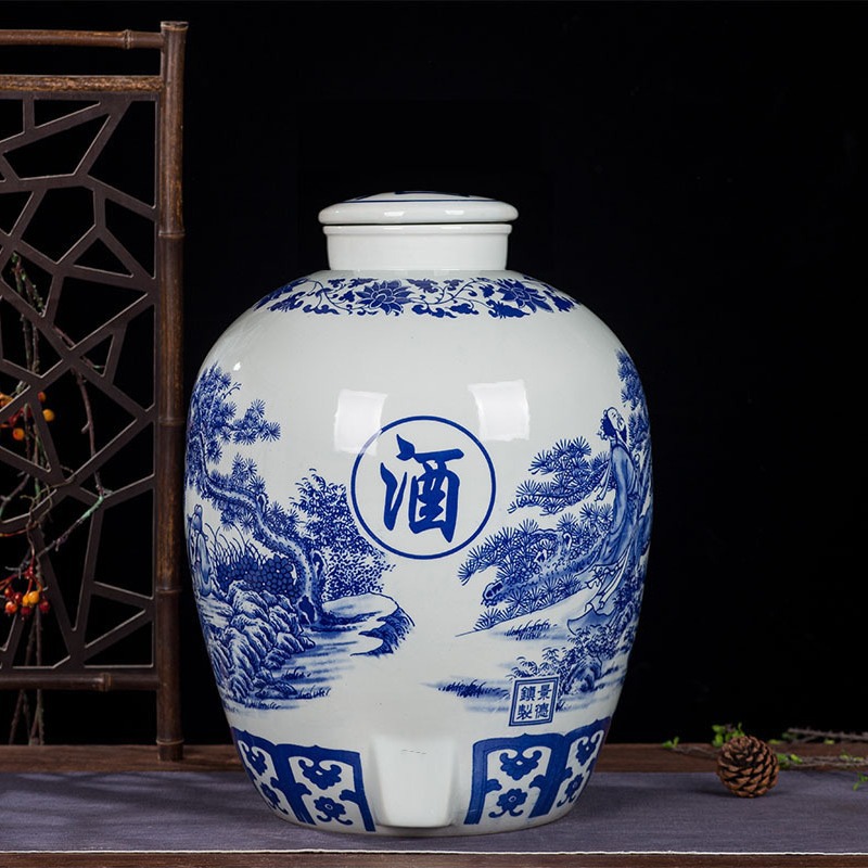 景德镇陶瓷酒坛子10/20/30/50斤装青花酒瓶酒缸酒壶窑藏厂家批发