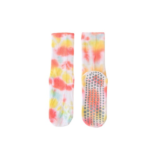 Pilates socks, professional non-slip socks, tie-dye mid-calf yoga socks, women's breathable spring and summer fitness sports socks, floor socks