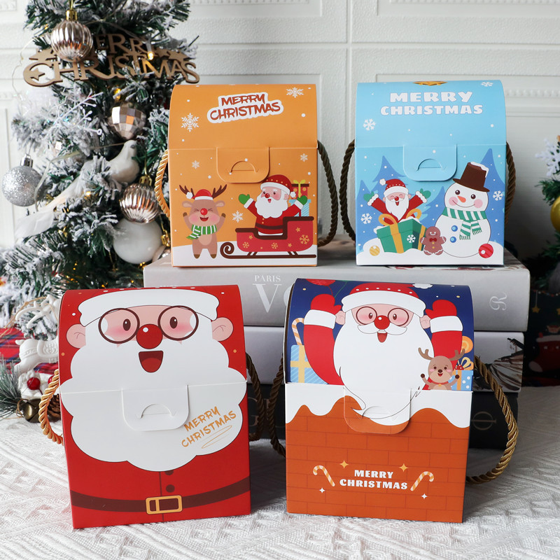 クロスボーダークリスマスポータブル包装箱クリスマスイブアップルボックスビスケットキャンディーヌガーギフトボックス洋菓子ケーキボックス|undefined