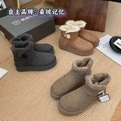 【桑坡记忆】2025新款增高厚底木扣雪地靴保暖一脚蹬