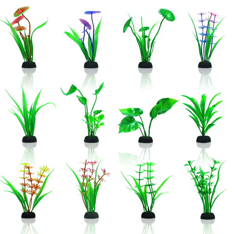 Fish tank landscaping ornaments simulation plastic small aquatic plants waterscape decoration 10cm fake grass fake flowers plant green plant manufacturers