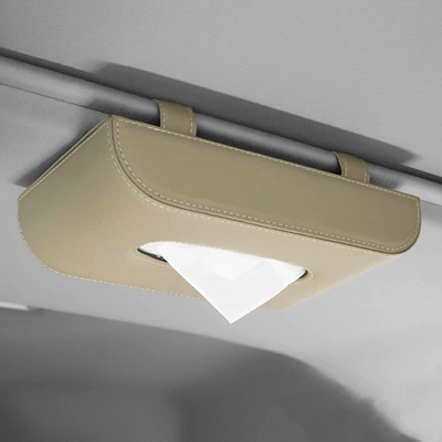 Box Car Hanging Sun Visor | Car tissue box/set - hanging-tissue-box-beige