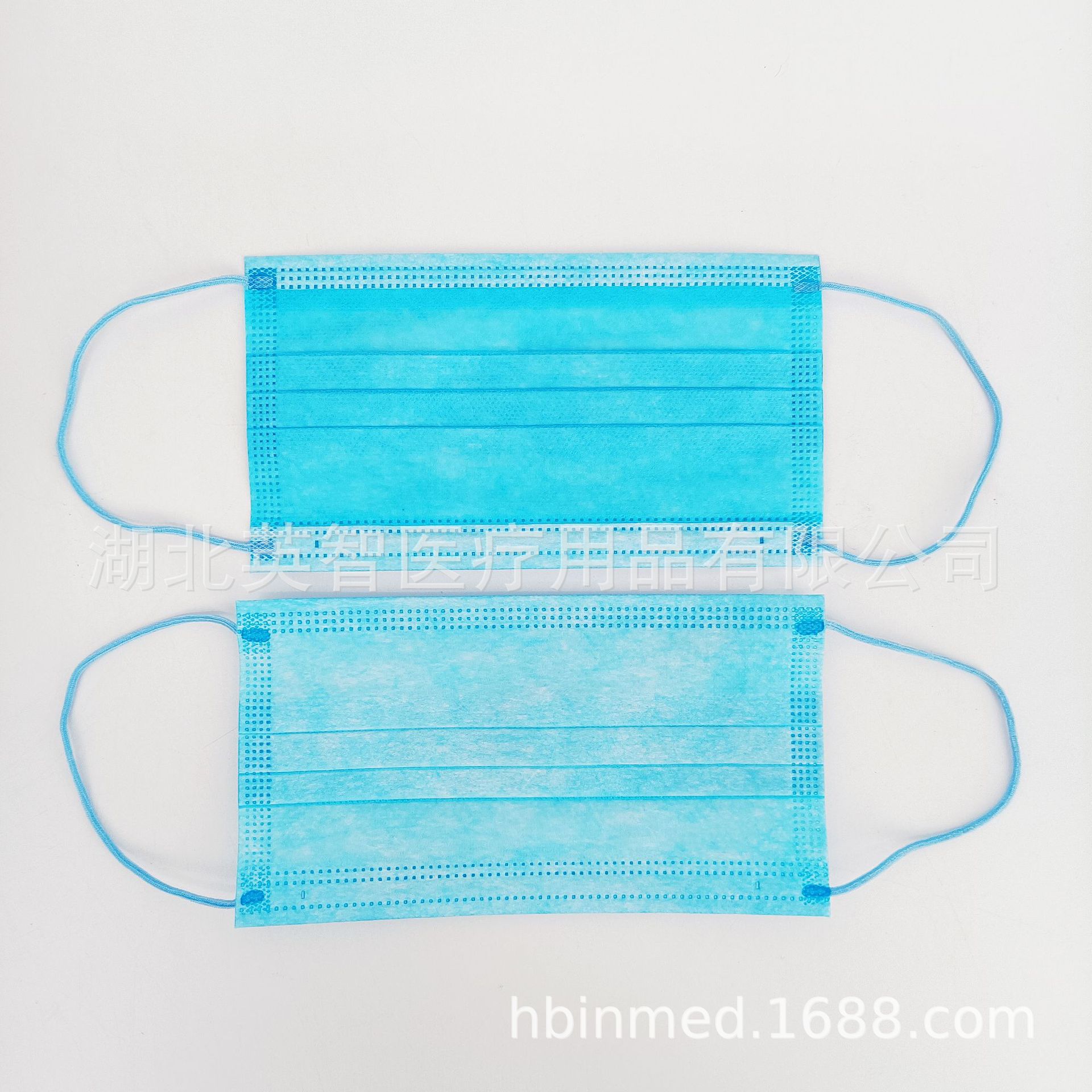 四层平面口罩 蓝色全彩90bfe熔喷布Type IIR欧盟CE白名单工厂直销