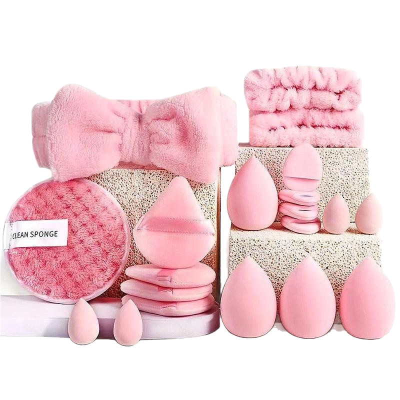 20 piezas de maquillaje huevo polvo de maquillaje combinación de maquillaje correa de cabello polvo de maquillaje huevo herramientas de maquillaje triangular esponja polvo de maquillaje