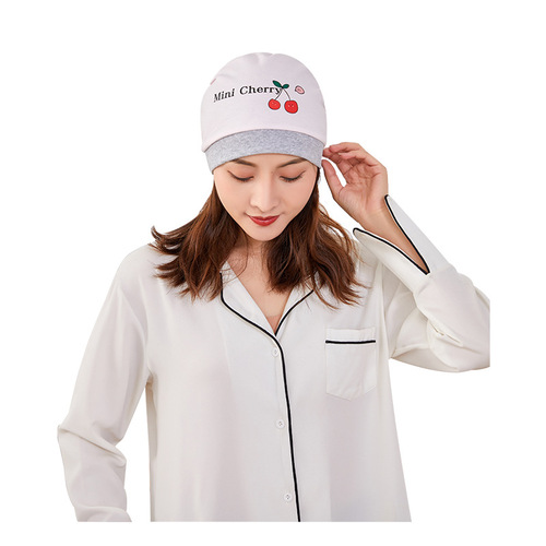 New style breathable cotton available for all seasons, maternity confinement scarf, fashionable and cute gray edge confinement hat and nightcap