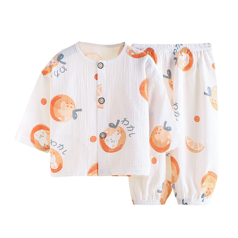 Dropshipping Summer Kidsren's Pure Cotton Home Clothes Set Boys Thin Pajamas Baby Girl Bloomers Air-Conditioned Clothes