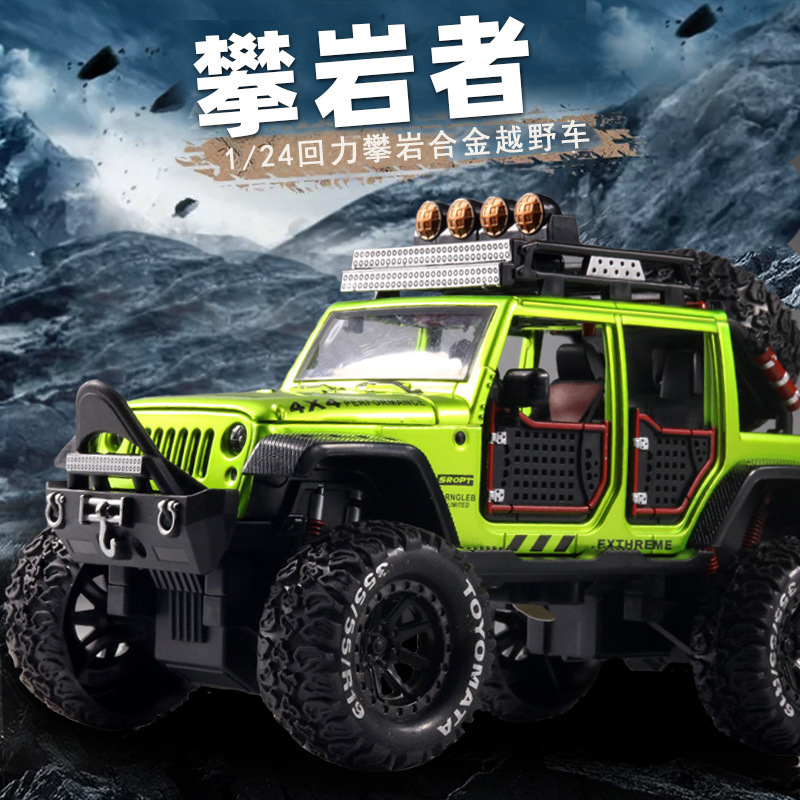 1:24 Scale Alloy Off-Road Car Model with Sound and Light Effects, Remote Control Toy, Swivel Base Display