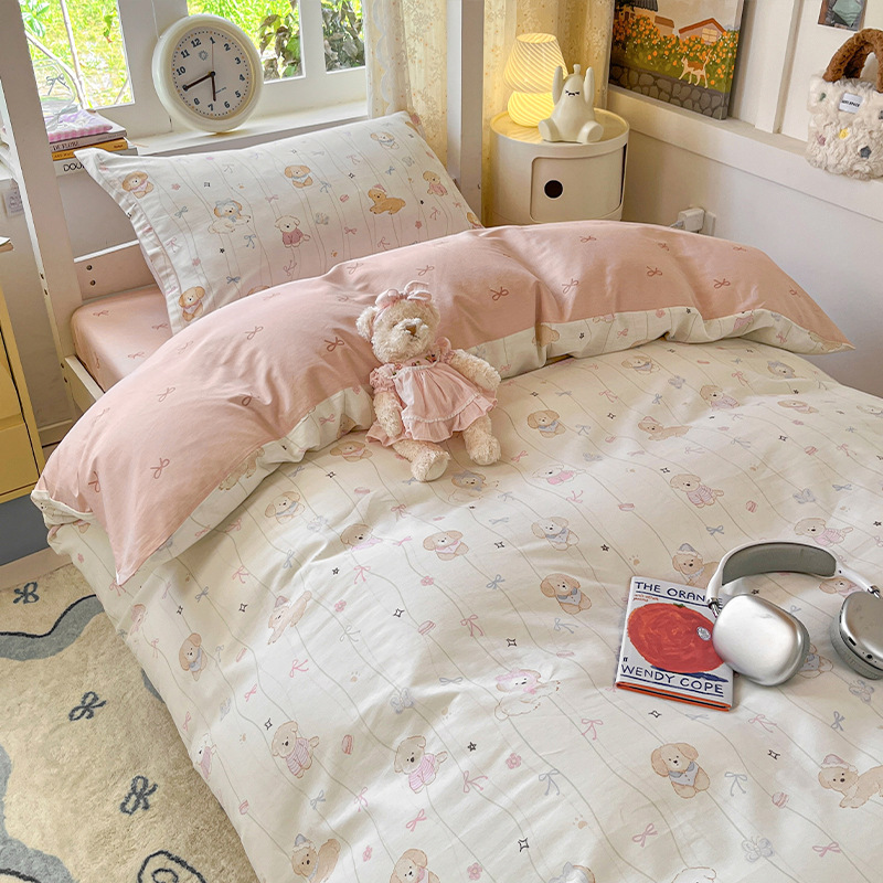 Juego de cama de dormitorio de estudiantes universitarios de tres piezas de algodón puro 2025 nueva ropa de cama con funda de edredón individual