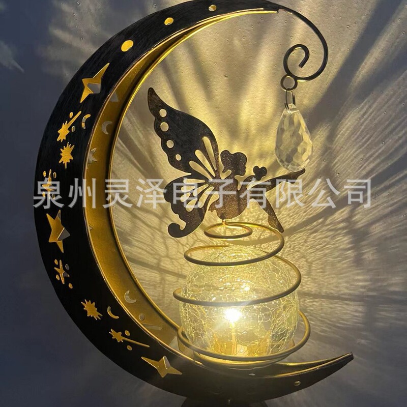 Amazon solar lamp moon fairy iron ground plug outdoor garden decorative lamp outdoor waterproof lamp grass in stock