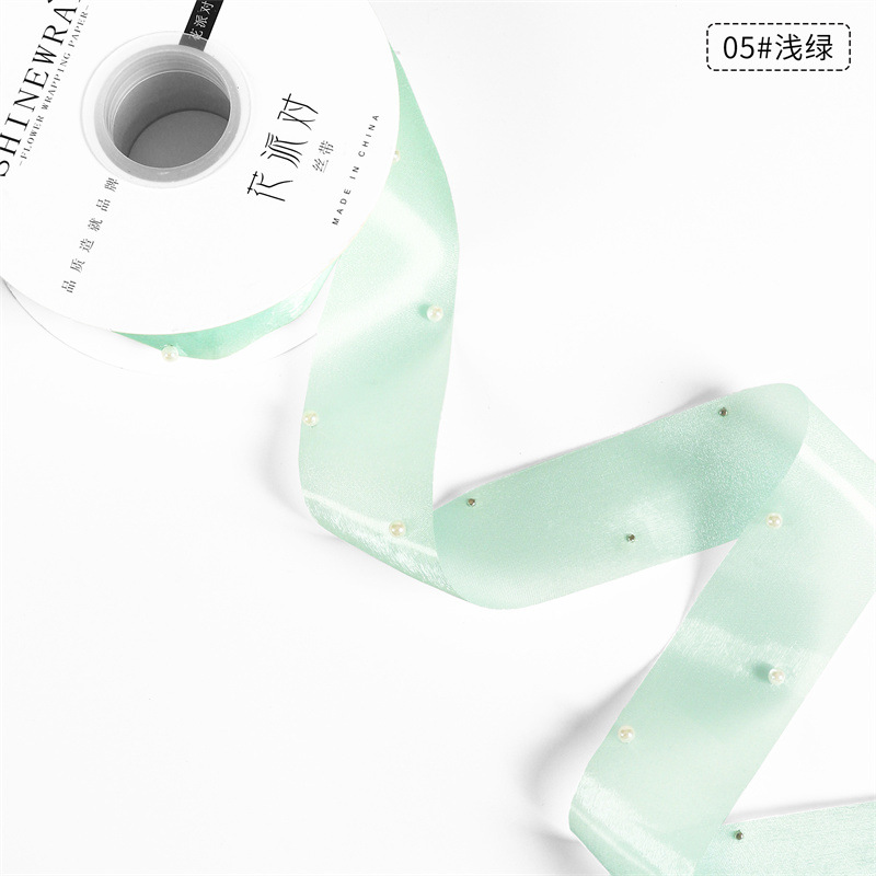 Fábrica de fiestas de flores al por mayor nuevos productos de perlas de seda flores frescas embalaje de regalos de cintas ramos de flores materiales de embalaje de cintas