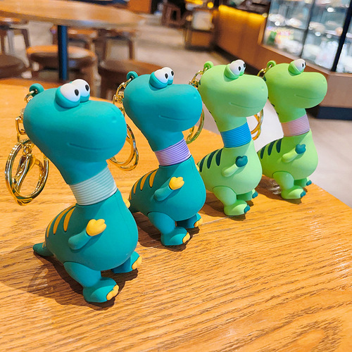 Creative Cartoon Doll Telescopic Neck Little Dinosaur Keychain Internet Celebrity Cute Unzipping Keychain Bag Pendant