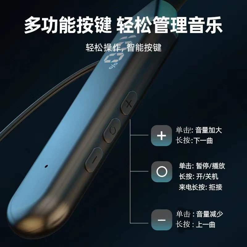 Беспроводная Bluetooth-гарнитура с LED-цифровым дисплеем, универсальная спортивная стереоголовка с двойной связкой, спортивная модель
