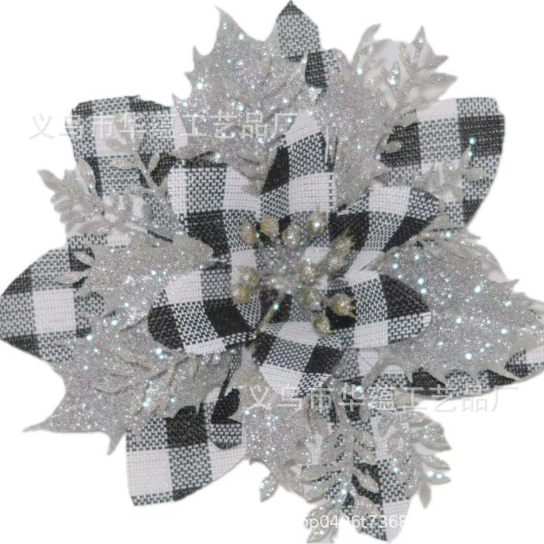 Flores de oro rosa transfronterizas 14cm nuevas flores de Navidad decoraciones de Navidad accesorios de guirlandas de Navidad image 3