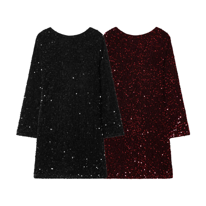 Cross-Border Women's Fashion New Arrivals: French-Style Evening Sequin Elegant Mini Party Dress Cross-Border Women's Fashion New Arrivals: French-Style Evening Sequin Elegant Mini Party Dress