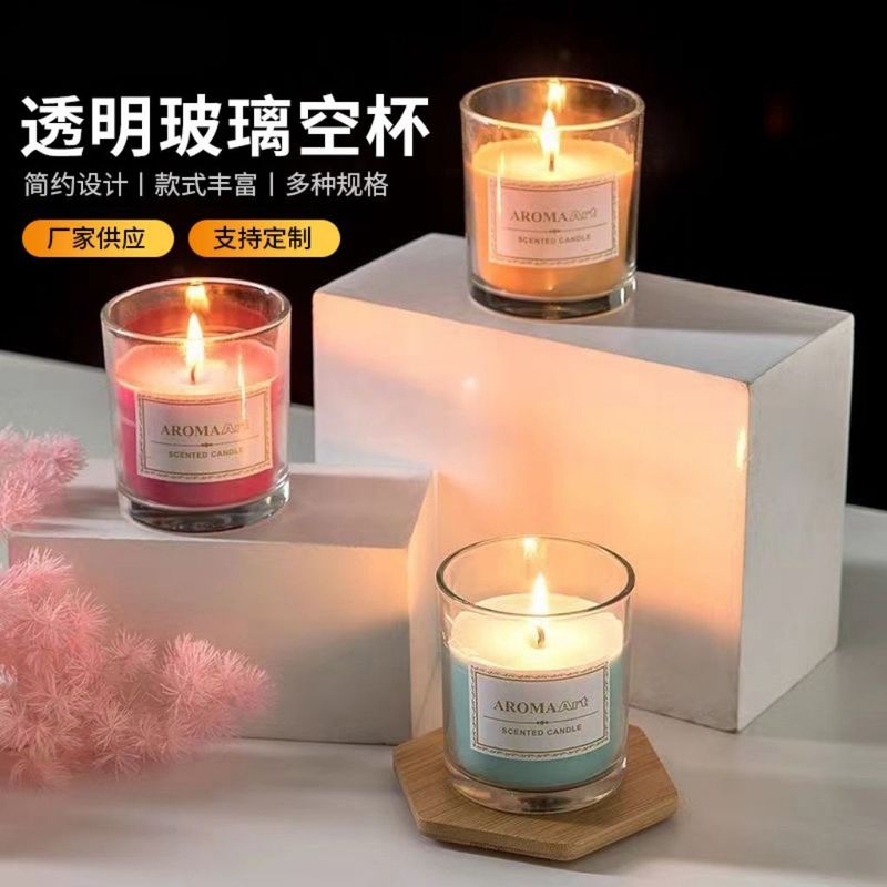 スポットシンプルな透明なガラスの空のカップ肥厚アロマキャンドルカップ diy キャンドルホルダー源メーカーのアロマセラピーカップ装飾品|undefined