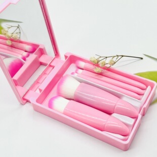 Factory direct new portable box with makeup mirror five mini makeup brush box cosmetics