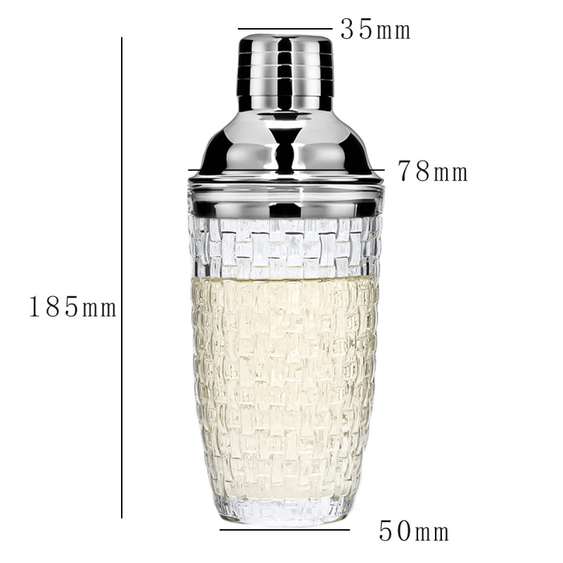 400ml玻璃调酒器摇酒器不锈钢盖调酒杯专业酒吧调酒雪克杯|undefined
