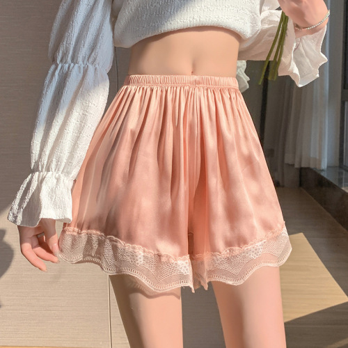 Bonas Lace Safety Pants Women's Anti-Exposed Summer Thin Style Can Be Weared Outside Loose Uncurled Ice Silk Bottoming Shorts