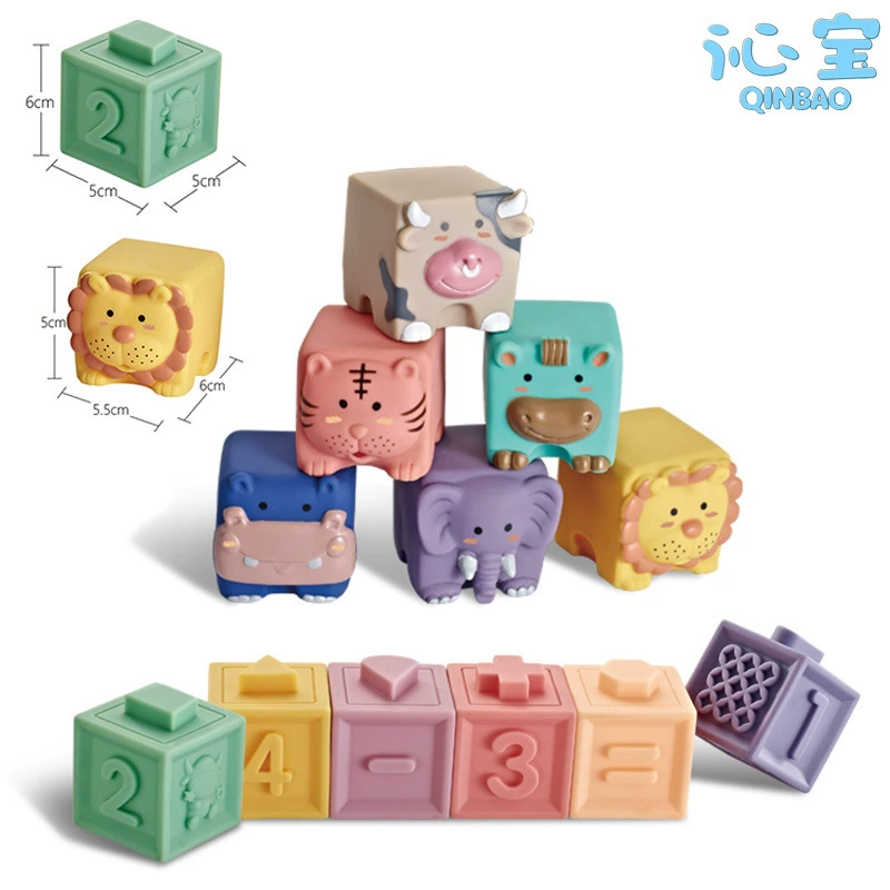 (Cross-border trading), cartoon constructor from soft rubber for baby, digital cognitive toy, Amazon, early education