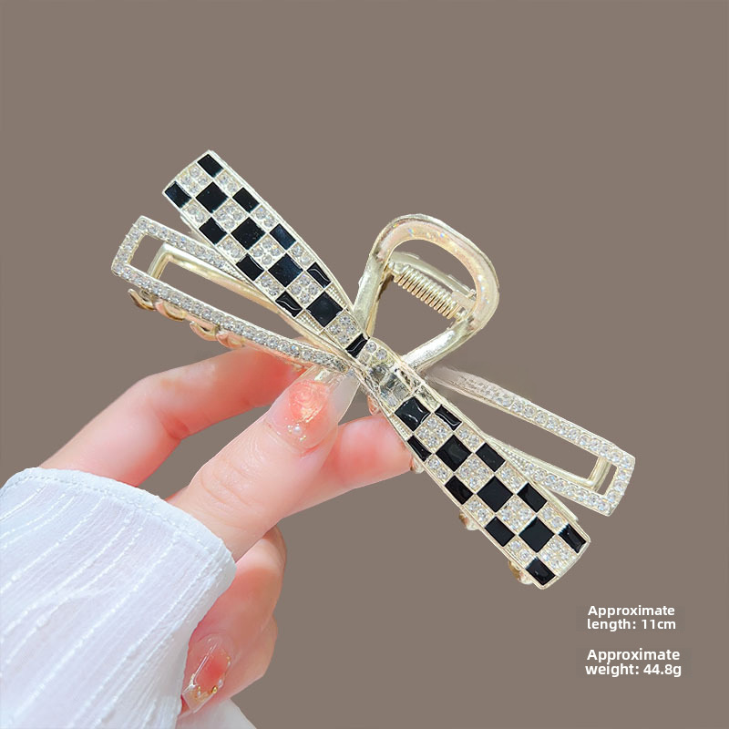 Temperamento Full Diamond Metal Shark Clip Hairpin Back Head Coil Hair Grab Clip Donna Primavera Estate Super Large Clip Copricapo Hair Grab_voghion.com
