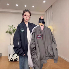美式复古双面穿棒球服短外套女2025秋季新款字母刺绣休闲夹克上衣