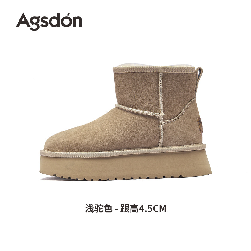 Botas de nieve Augu Shiden para mujer, nuevo estilo 2025, zapatos de algodón, estilo francés, botas cortas de moda, botas cortas de suela gruesa para otoño e invierno.