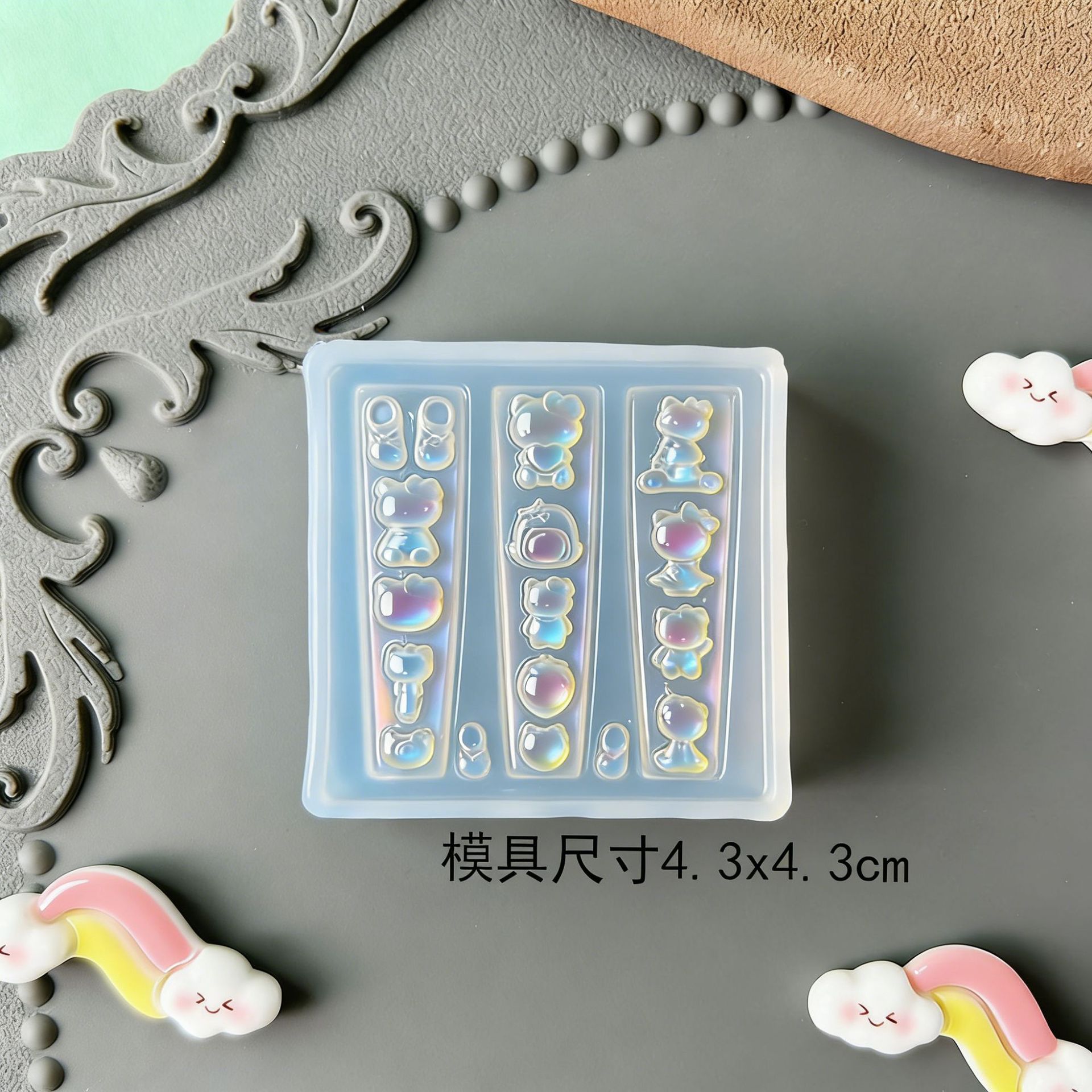 Molde de manicura amor arco en relieve flor ornamentos molde abrasivo alta permeabilidad estereoscópica DIY decoración molde de silicona