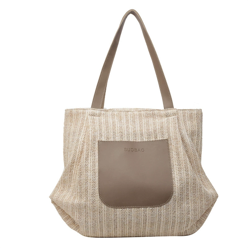 Fashionable straw beach capacious one-shoulder bag
