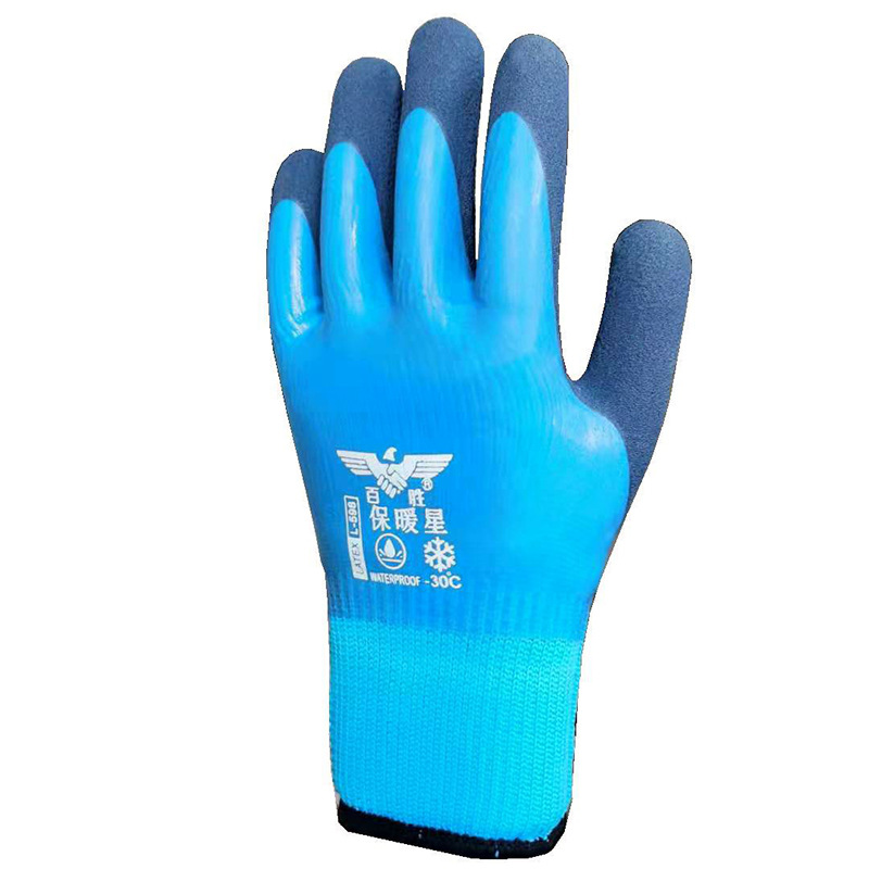 Invierno impermeable de almacenamiento en frío forrado de lana caliente resistente al desgaste engrosada sumergido invierno engrosada a prueba de frío guantes de protección al por mayor