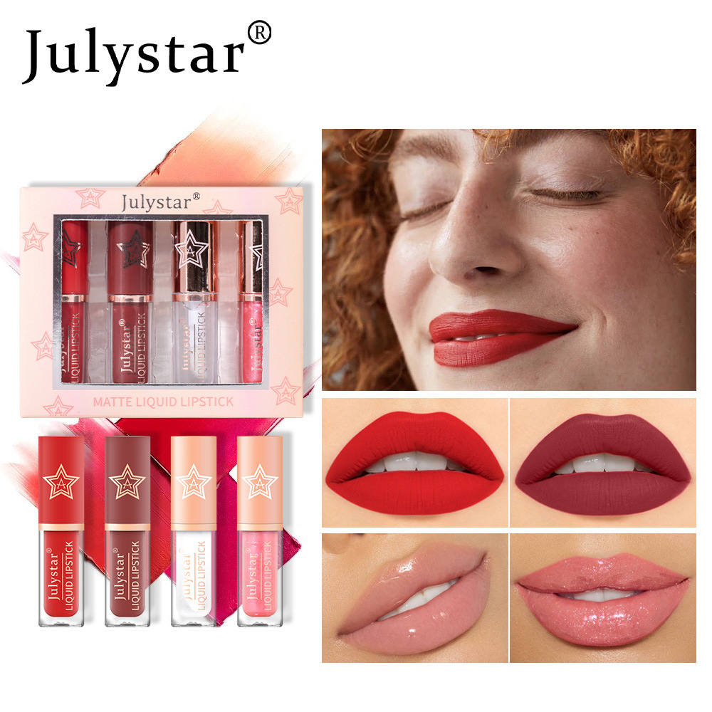 European and American matte, non-fading, non-stick cup lip gloss set, natural three-dimensional, hydrating and long-lasting lipstick set wholesale undefined
